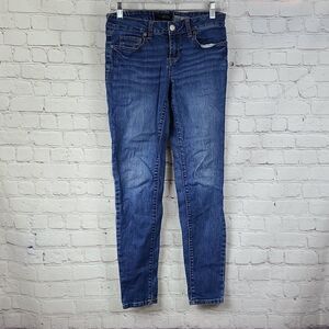 Aeropostale Jegging Mid-Rise Skinny Distressed Denim Blue Jeans Ankle Cropped 4